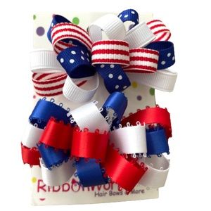 2 Patriotic 3” bubble bows hairbows clips